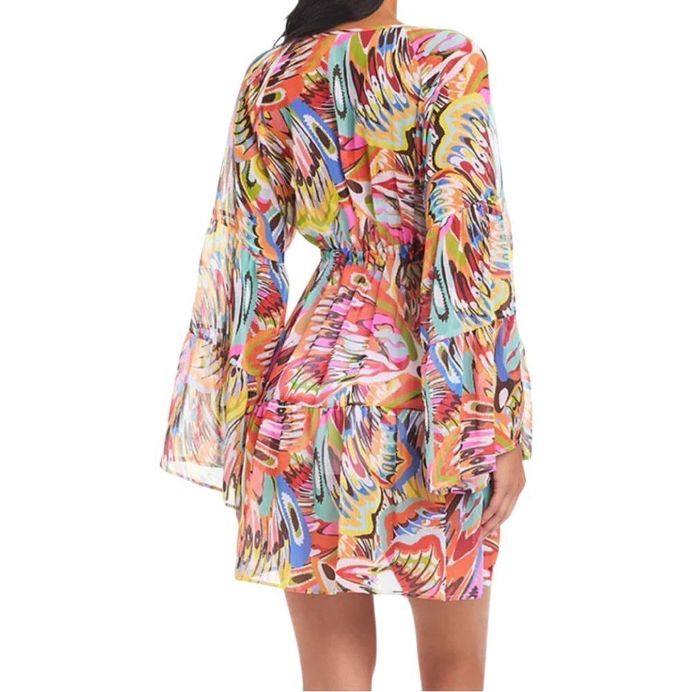 Bleu Chiffon Multi Color Swim Cover Up Dress Size Medium - Picture 2 of 8